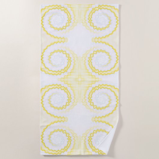 Serviette De Plage Teinture tourbillon funky rétro super jaune blanc (Devant)