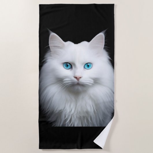 Serviette De Plage Telo Mare Gatto Bianco  (Devant)