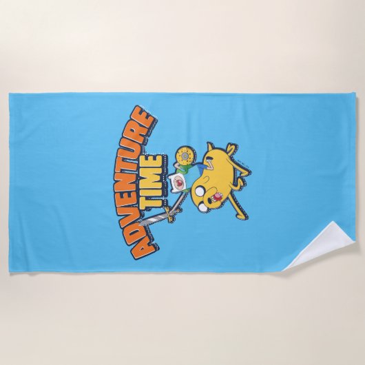 Serviette De Plage Temps d'aventure | Finn Riding Jake (Devant)