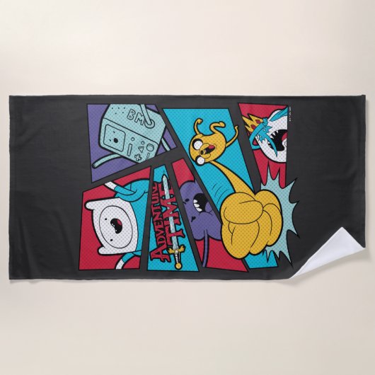 Serviette De Plage Temps d'aventure | Graphique du panneau d'action (Devant)