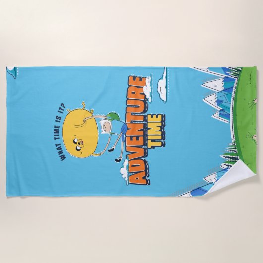 Serviette De Plage Temps d'aventure | Jake Flottant Avec Finn (Devant)