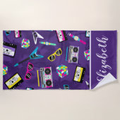 Serviette De Plage Tendance 80 violet (Devant)