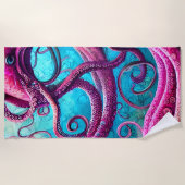 Serviette De Plage Tentacles Kraken Octopus rose (Devant)