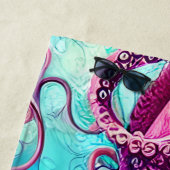 Serviette De Plage Tentacles Kraken Octopus rose (En situation)