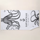 Serviette De Plage Tentacles | Octopus Thème Nom Personnalisé (Devant)