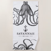 Serviette De Plage Tentacles | Octopus Thème Nom Personnalisé (Devant)