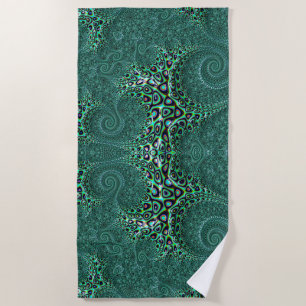 Serviette De Plage Tentacules tournoyants turquoises Octopus Fractal