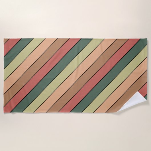 Serviette De Plage Terracotta Brown Vert Noir sur papier aquarelle (Devant)