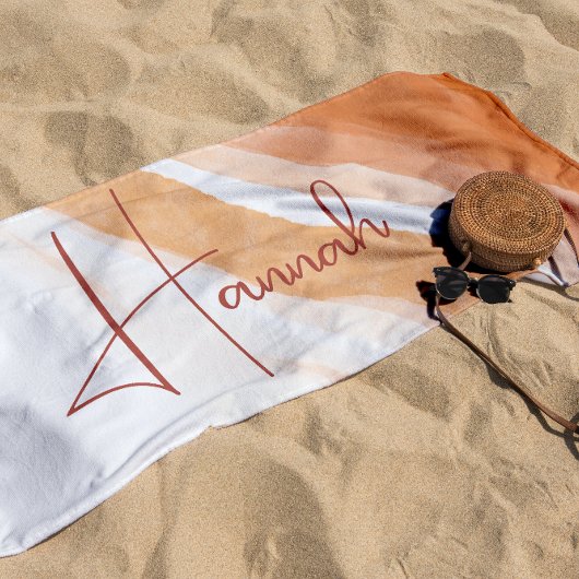 Serviette De Plage Terracotta | Sable de plage ombré monogramme