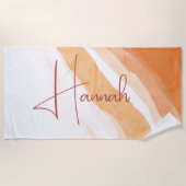 Serviette De Plage Terracotta | Sable de plage ombré monogramme (Devant)