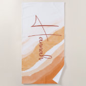 Serviette De Plage Terracotta | Sable de plage ombré monogramme (Devant)