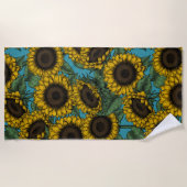 Serviette De Plage Terrain de tournesol (Devant)