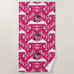 Serviette De Plage Terrain Et Château De La Unicorne Rose