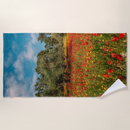 Serviette De Plage terrain fleuri et arboré (Devant)