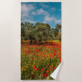 Serviette De Plage terrain fleuri et arboré (Devant)
