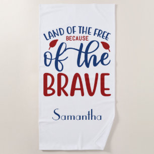 Serviette De Plage Terre des libres grâce aux courageux rouge bleu