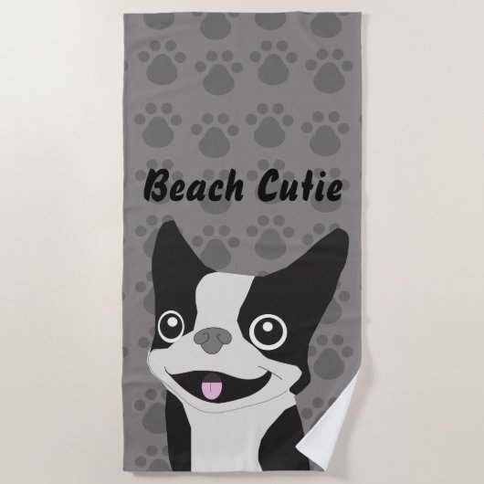 Serviette De Plage Terrier de Boston (Devant)