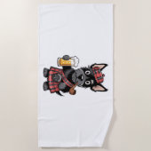 Serviette De Plage Terrier écossais à Tartan Kilt avec bière et tuyau (Devant)