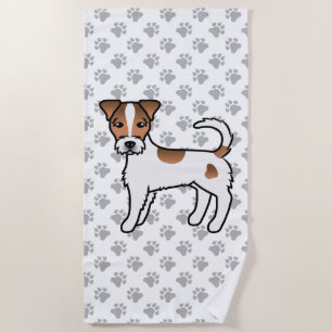 Serviette De Plage Terrier Parson Russell à poil dur blanc et fauve