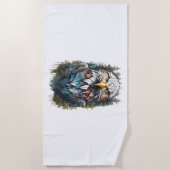 Serviette De Plage Tête d'aigle en forêt (Devant)