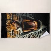 Serviette De Plage Tête d'attaque du léopard (Devant)