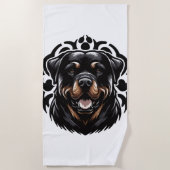 Serviette De Plage Tête de chien Rottweiler (Devant)