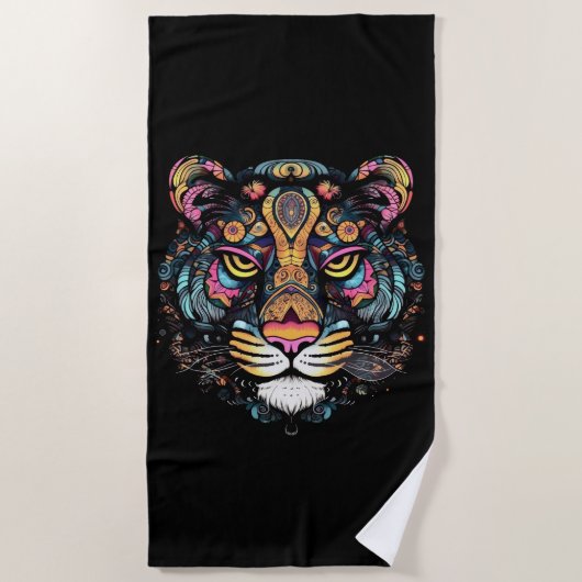 Serviette De Plage Tête de Tigre Incroyable (Devant)