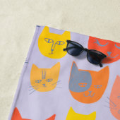 Serviette De Plage Têtes de chat colorées (En situation)