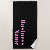 Serviette De Plage Texte éditable rétro-moderne | Noir et rose (Devant)
