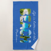 Serviette De Plage Texte et couleur personnalisés BEACH (Devant)