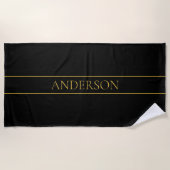 Serviette De Plage Texte et lignes Gold personnalisables (Devant)