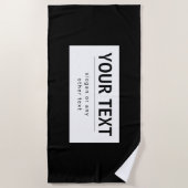 Serviette De Plage Texte modifiable moderne en gras | Noir & Blanc (Devant)