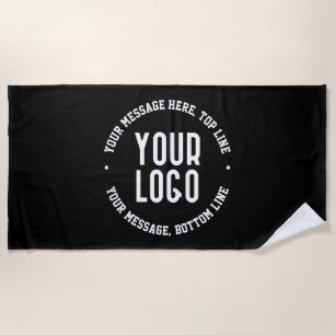 Serviette De Plage Texte personnalisable et logo ou image téléchargé