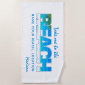 Serviette De Plage Texte personnalisé BEACH (Devant)
