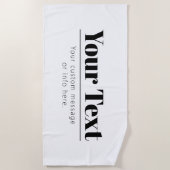 Serviette De Plage Texte rétro-moderne élégant | Noir & Blanc (Devant)