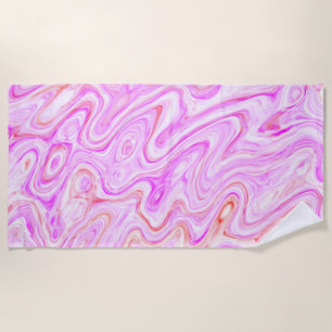 Serviette De Plage Texture de marbre rose bébé peinture liquide abstr