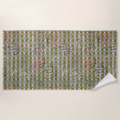 Serviette De Plage Textured Pointillism Grid Pattern Artwork (Devant)