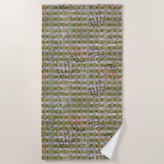 Serviette De Plage Textured Pointillism Grid Pattern Artwork (Devant)