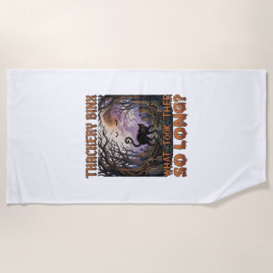 Serviette De Plage Thackery Binx Chat Noir Halloween Cimetière Chauve
