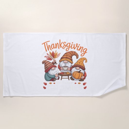 Serviette De Plage Thanksgiving Gnome Fall Leopard Turkey Essentiel T (Devant)