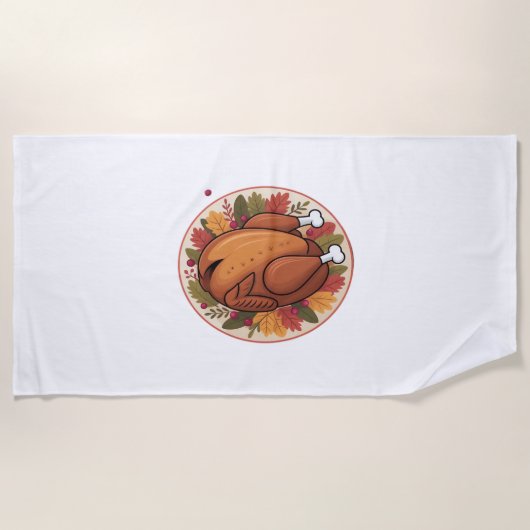 Serviette De Plage Thanksgiving Roast Turkey - Festive Holiday Feast (Devant)