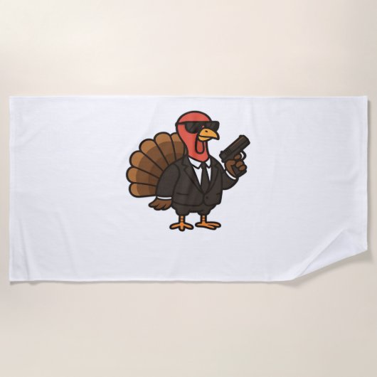 Serviette De Plage Thanksgiving Secret Agent Turkey Classic T-Shirt (Devant)