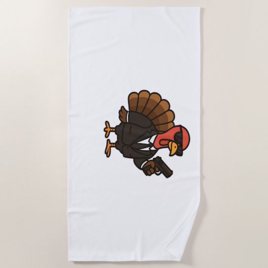 Serviette De Plage Thanksgiving Secret Agent Turkey Classic T-Shirt (Devant)
