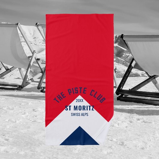 Serviette De Plage The Piste Club Red Navy Peak Custom Hiver Ski