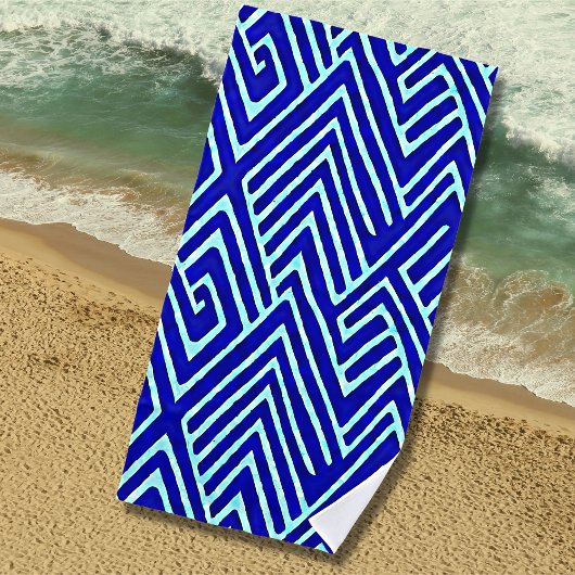 Serviette De Plage Thème Blue Surf Géométrique Abstrait
