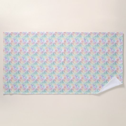 Serviette De Plage Thème coquillage pastel et océan (Devant)