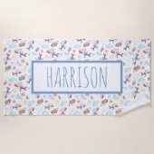 Serviette De Plage Thème d'avion personnalisé (Devant)