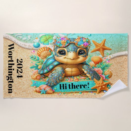 Serviette De Plage Thème de la tortue précieuse (Devant)