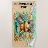 Serviette De Plage Thème de la tortue précieuse (Devant)