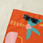 Serviette De Plage Thème de voyage estival Mignon Orange Personnalisé (En situation)